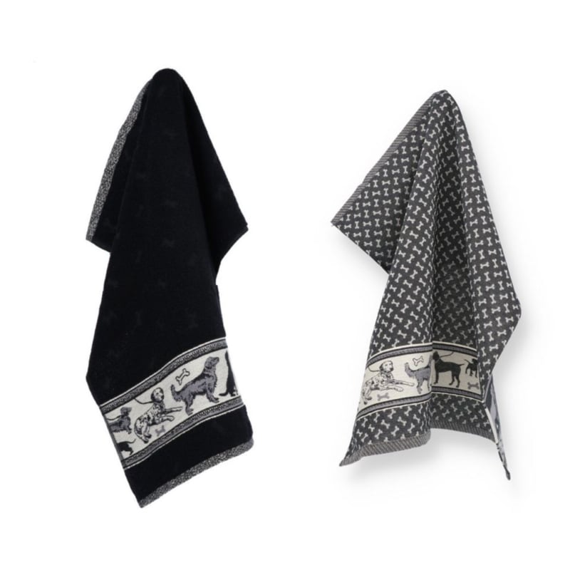 Bunzlau Castle Handdoek en Theedoek Set Honden - Zwart