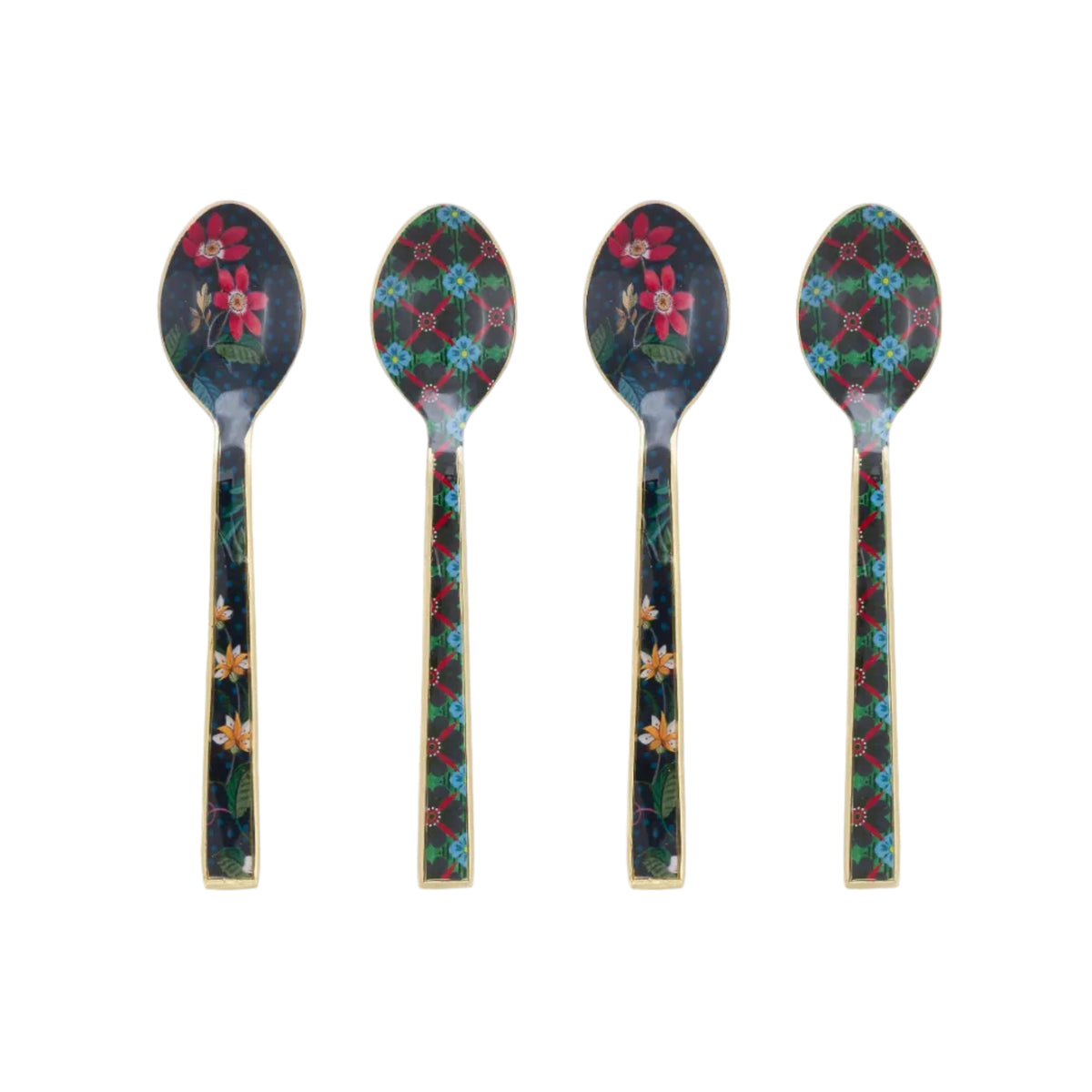 Theelepels set van vier Berry Blues van Pip Studio handgemaakt, hierdoor variatie in vorm en kleur mogelijk