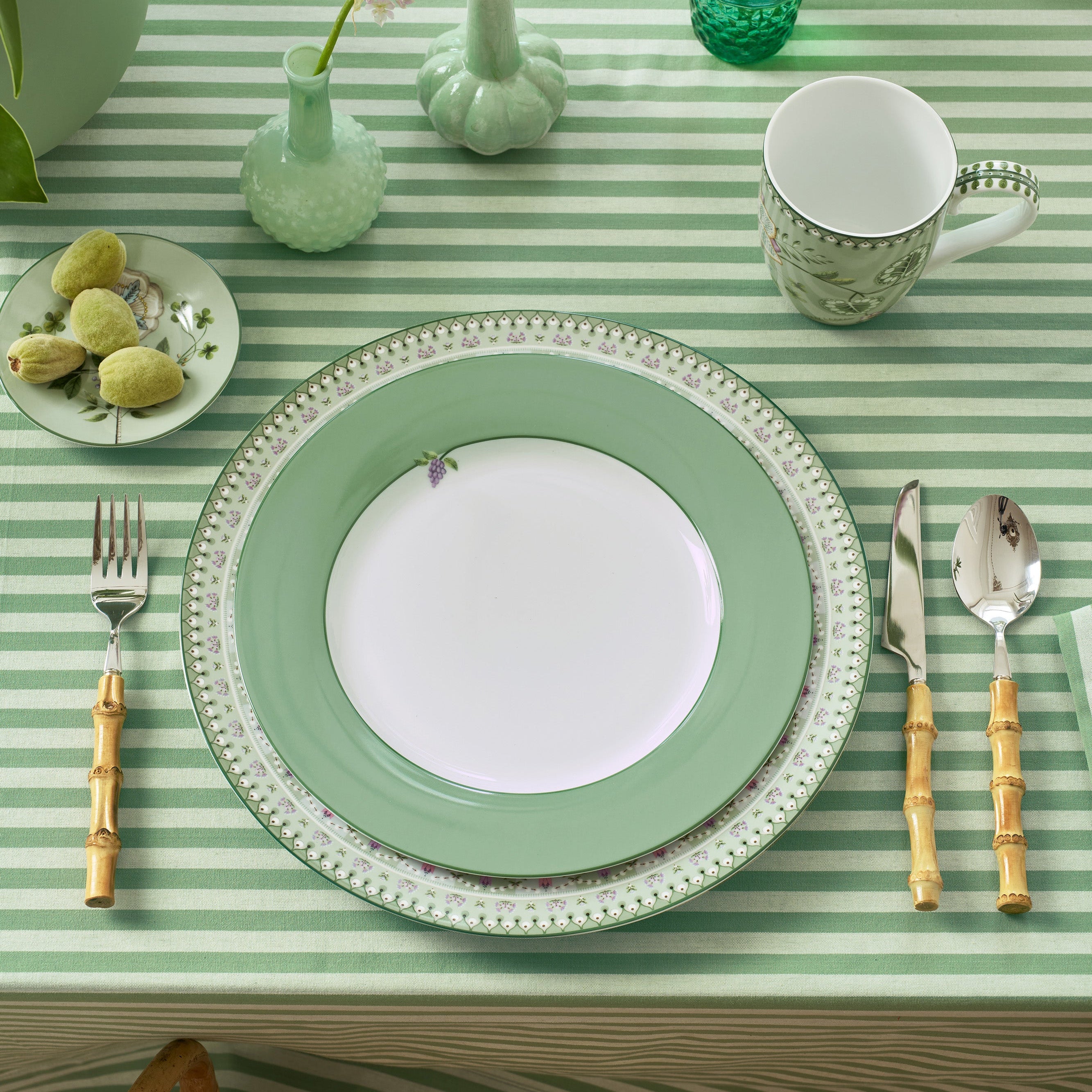 Dinerborden set groen van Pip Studio lily en lotus diameter 26.5cm porselein vaatwasserbestendig