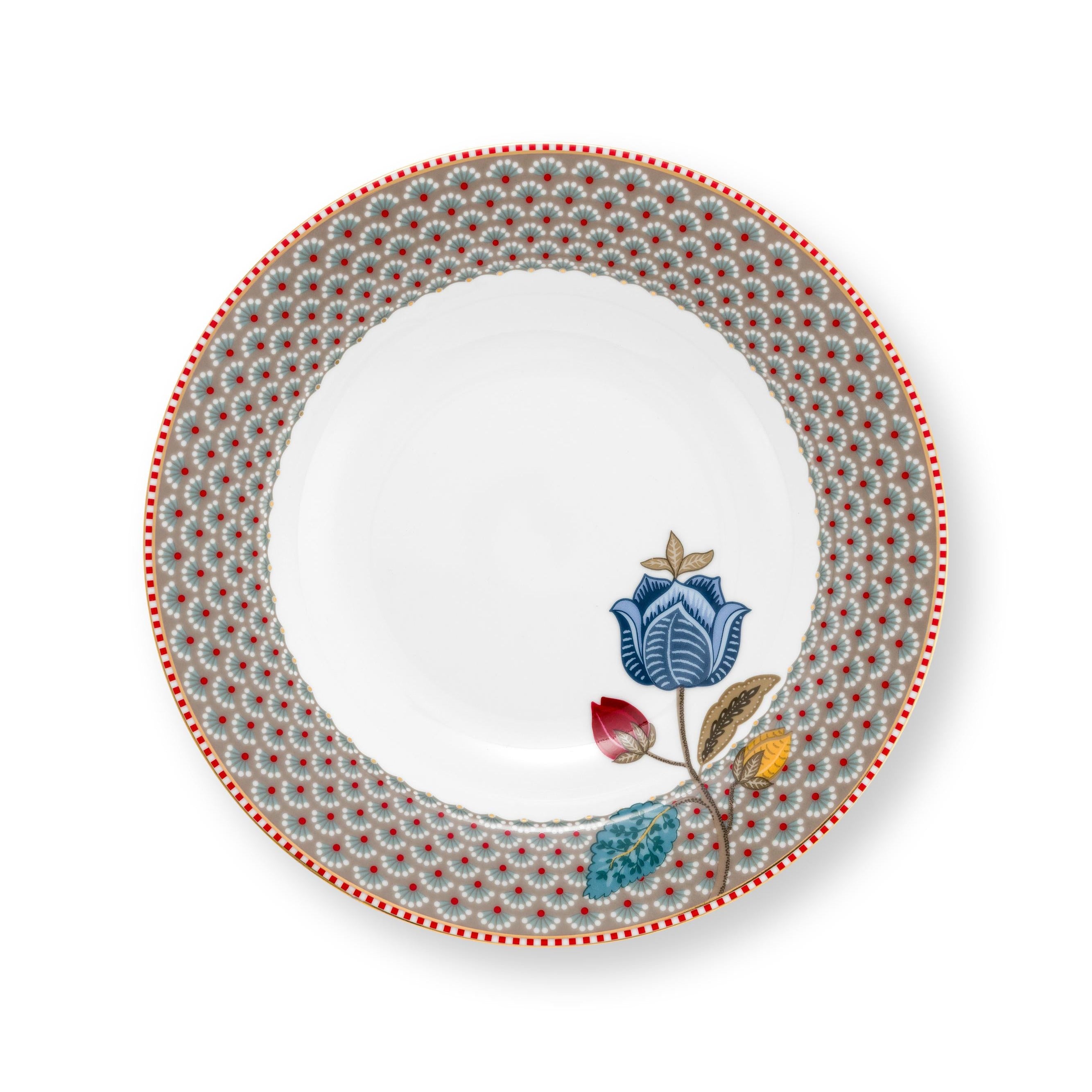 Decorative plate with floral design on a white background