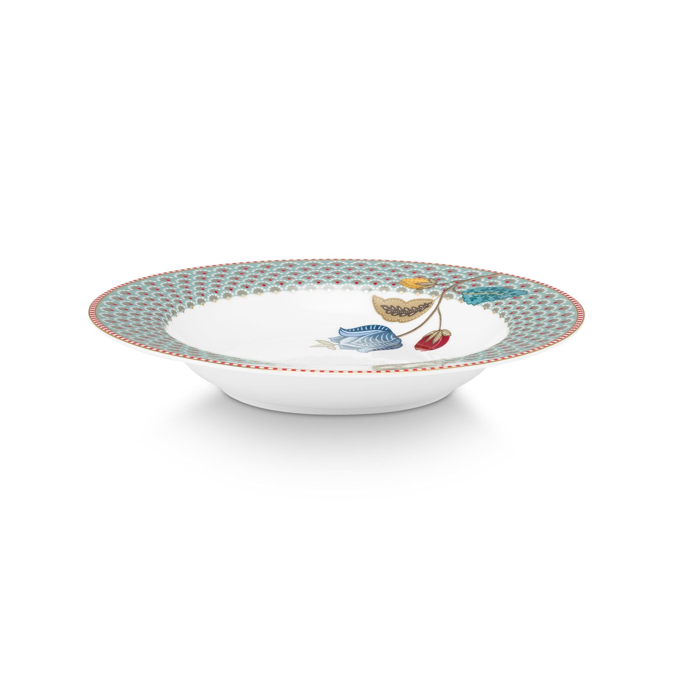 Pip Studio Blooming Tales Diepe Borden | Set van 4 | Blauw