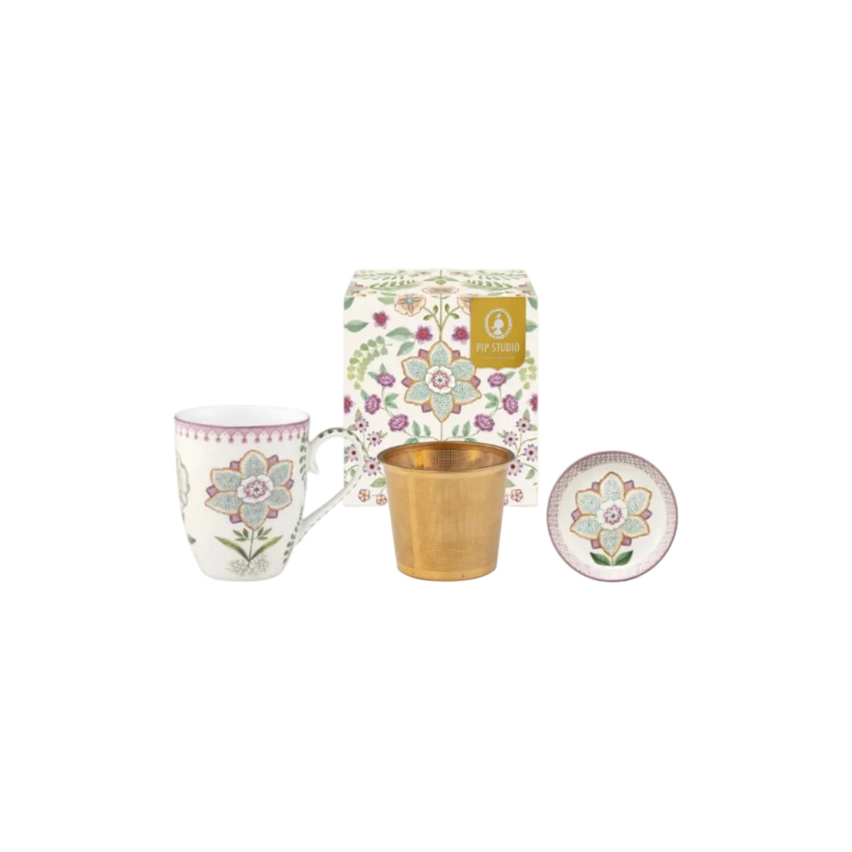 Complete set: ‘Pip Studio Lily & Lotus theemok met theefilter, deksel en bijpassende cadeaudoos