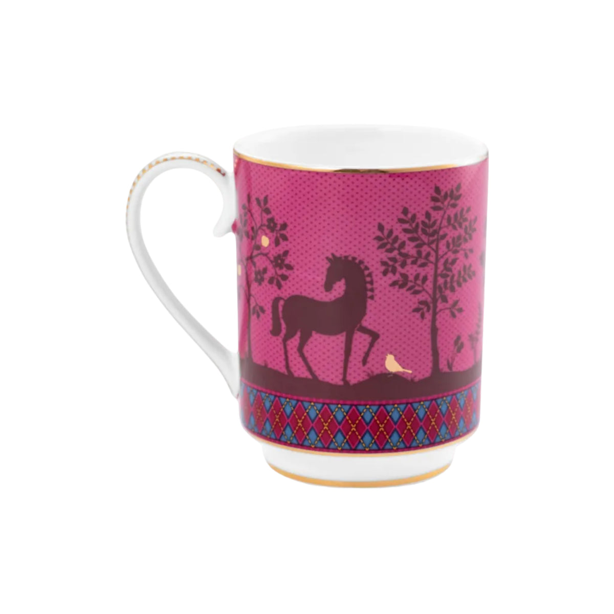 Achterkant roze mok met paard. Sprookjes sfeer op de mok van Pip Studio Deerest Darling pink