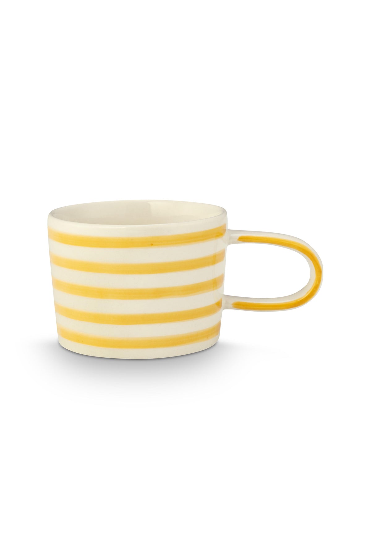 VT Wonen Stripes Mok Geel 350 ml – Keramiek Handbeschilderd