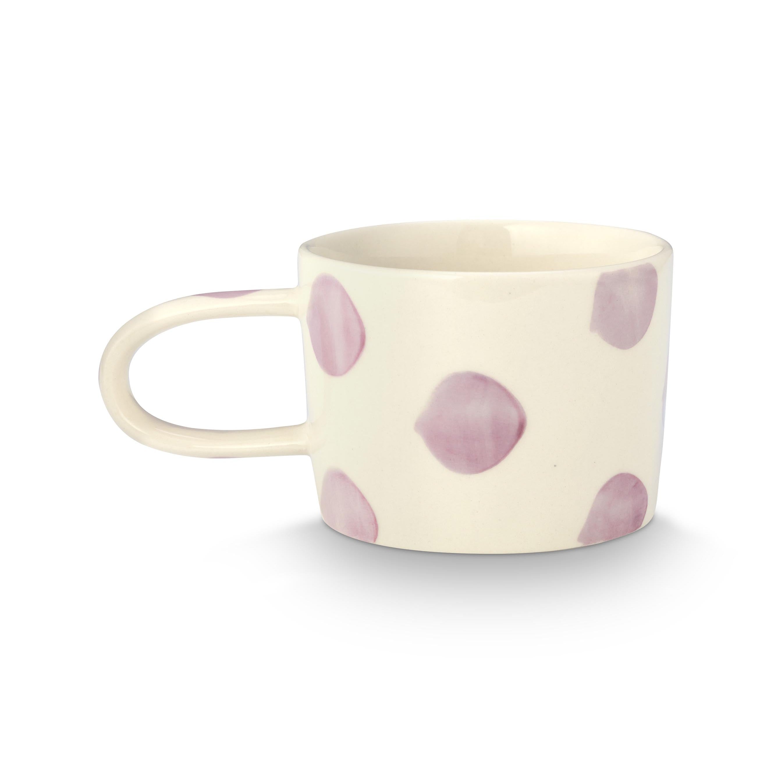 VT Wonen mok Dots 350 ml in lila, handgeschilderd stoneware met stippen