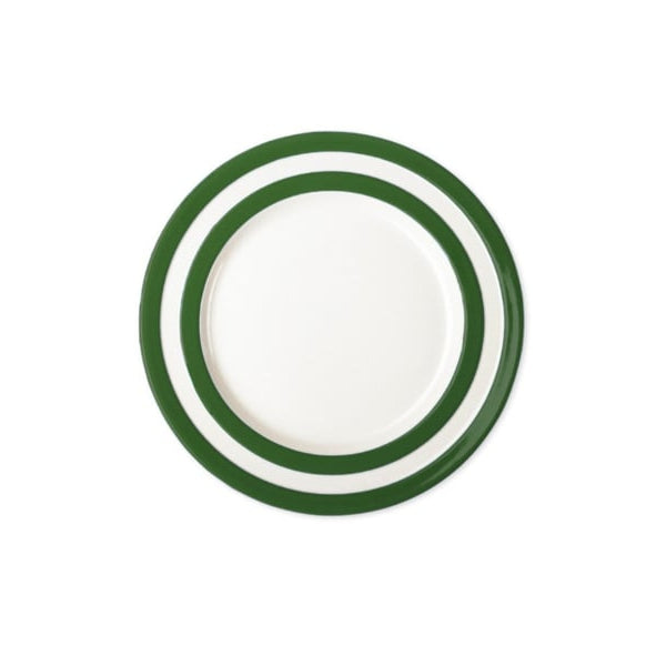 Cornishware adder green lunch bord diameter 24.5cm aardewerk - vaatwasserbestendig - donkergroen wit gestreept