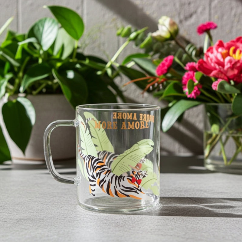 Yvonne Ellen London Glass Mug Tiger - 400ml