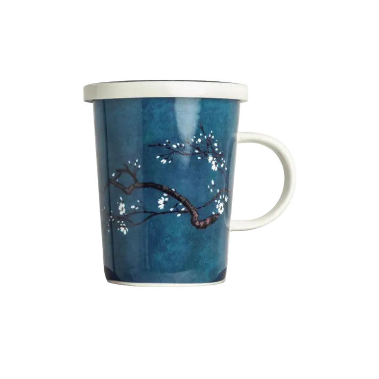 Theebeker blauw met witte bloemen van Edo Japan Magnolia Blue