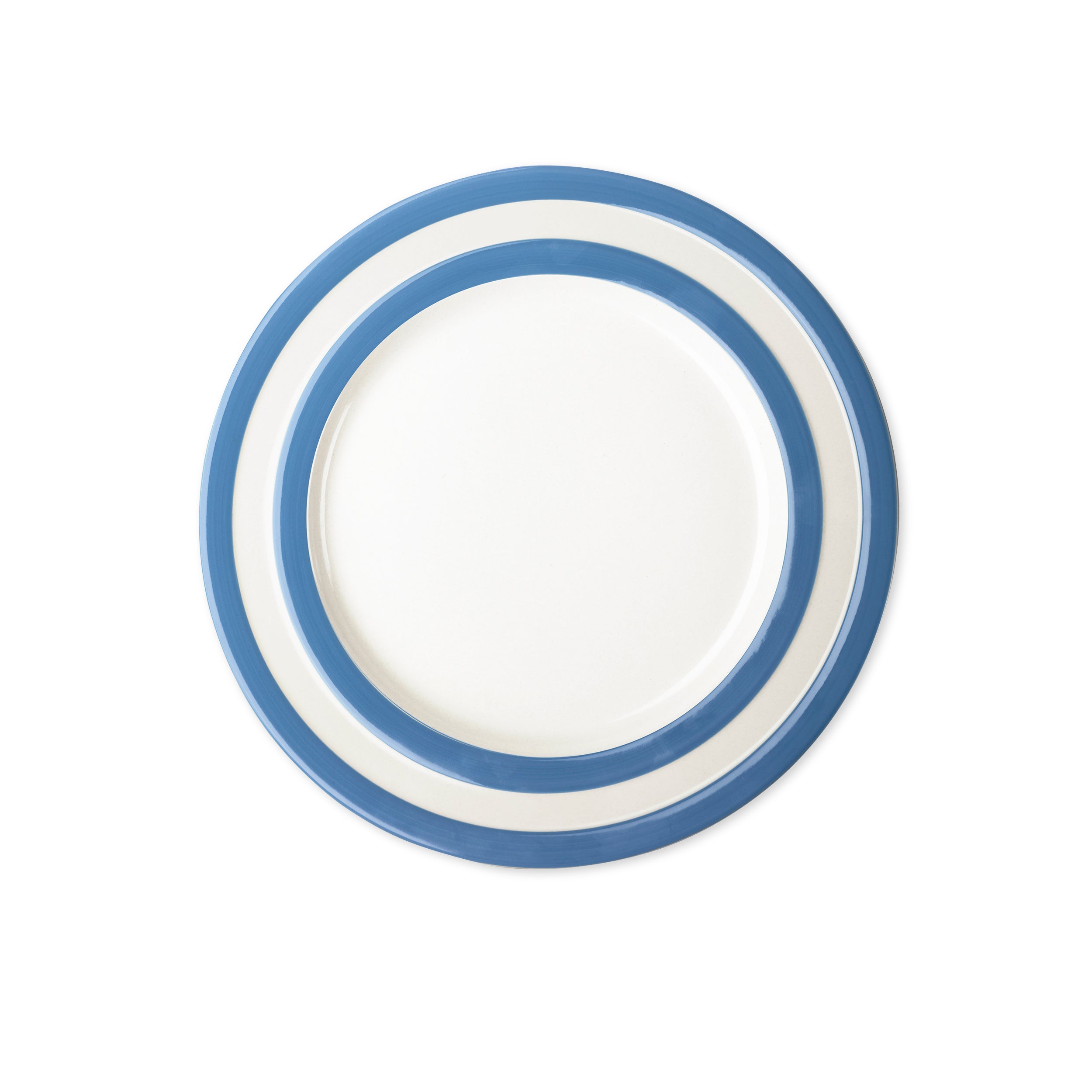 Cornishware Cornish Blue dinerbord - diameter 28cm - blauw wit gestreept bord - handbeschilderde blauwe strepen