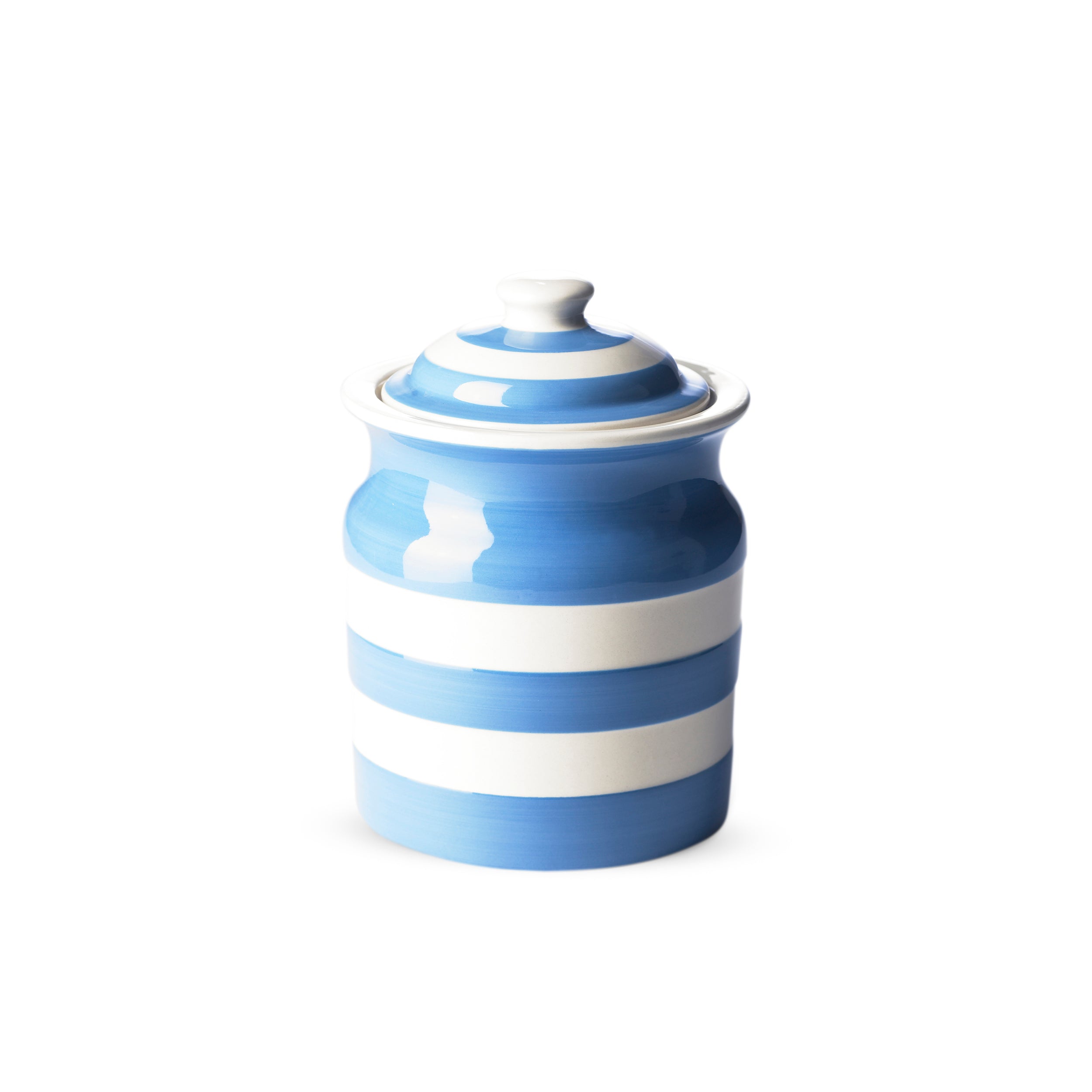 Cornishware Cornishblue Voorraadpot - handbeschilderde blauwe strepen - voor het bewaren van koffie, rijst of suiker - luchtdicht siliconen ring - losse deksel - aardewerk