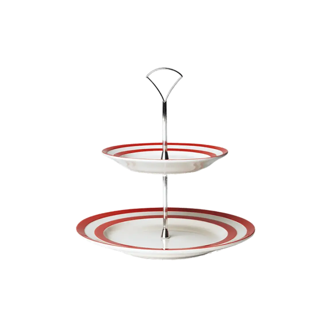 Cornishware Red cakestand 2 tier - rood wit gestreepte etagere 2 laags