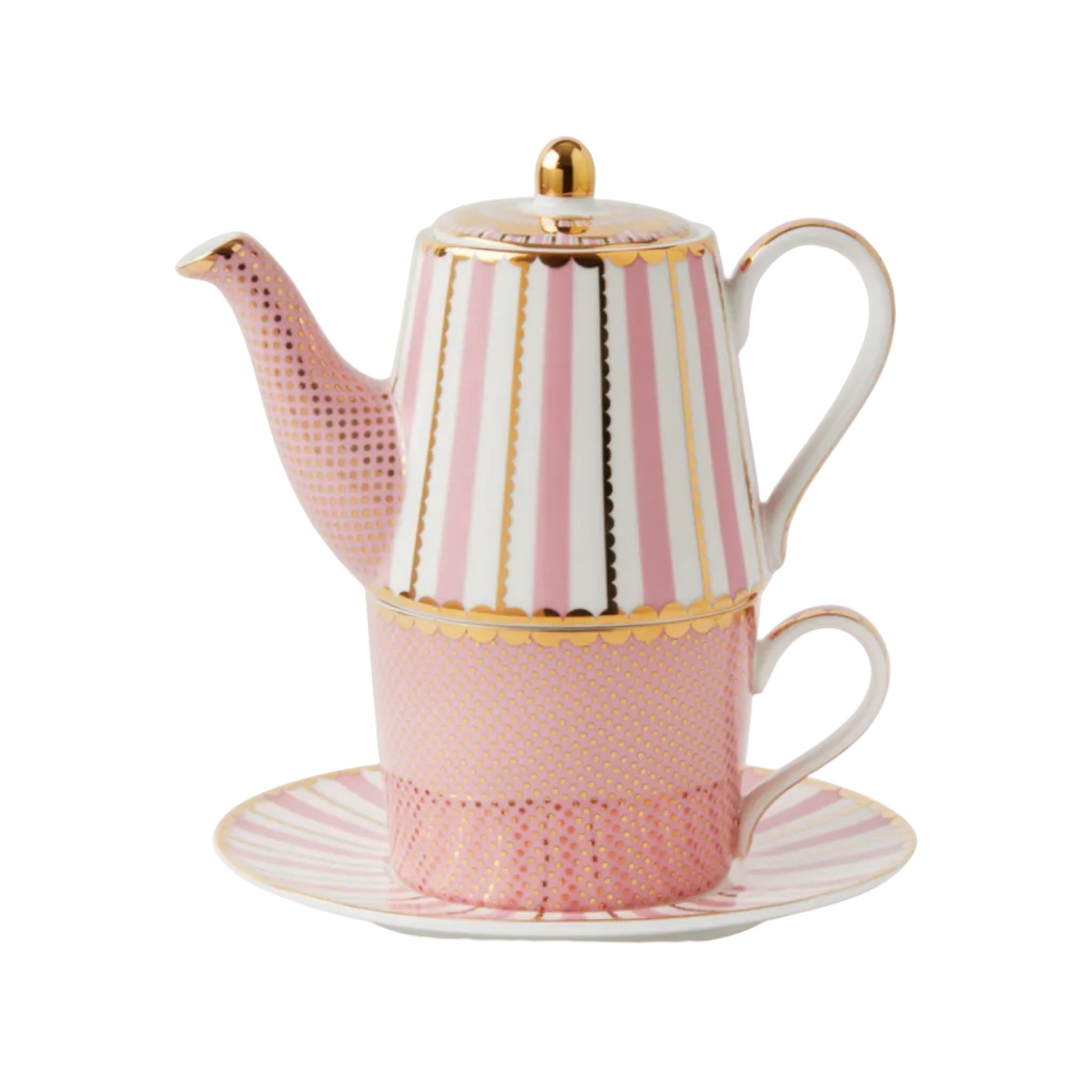 Tea for one set Roze van Maxwell and Williams Regency. Inhoud 340ml. Porselein in cadeaudoos