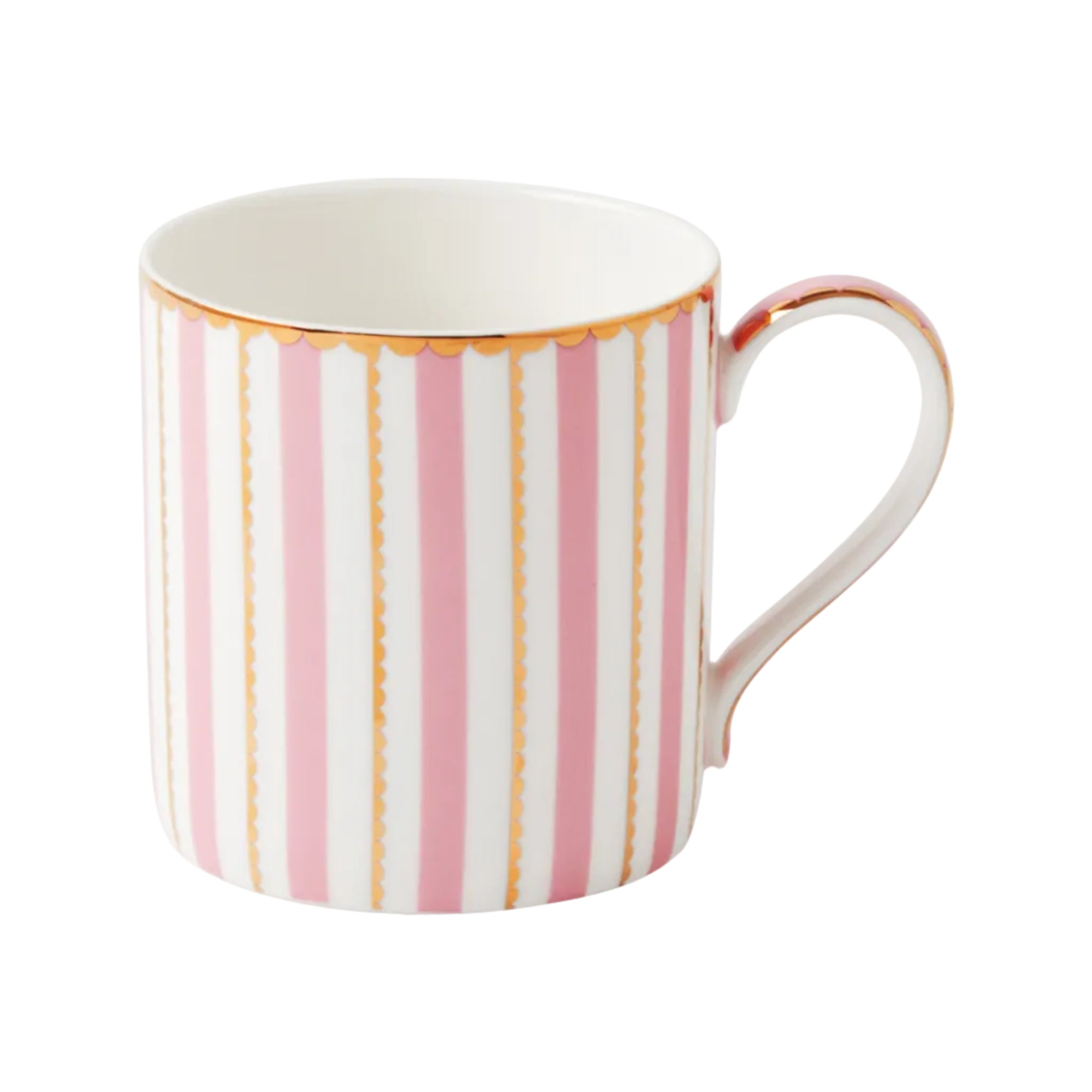 Mok roze wit en goud gestreept van Maxwell and Williams, inhoud 380ml, porselein in cadeaudoos
