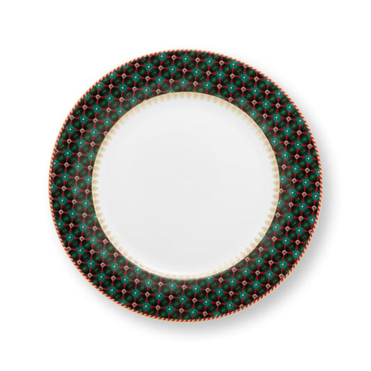 Ontbijtbord Clover Green Berry Blues van Pip Studio servies. Diameter 23cm. porselein, alleen handwas vanwege de gouden accenten.