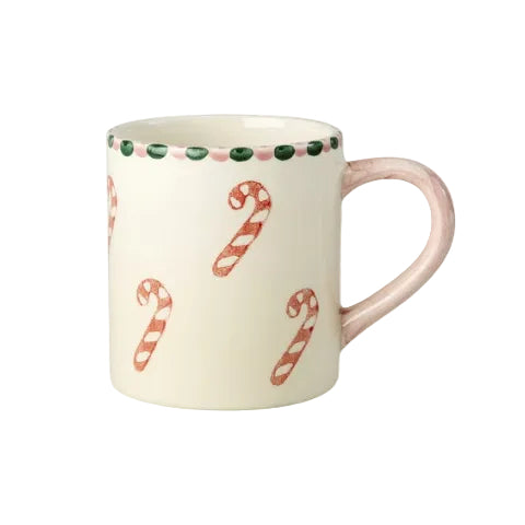 Rice Kerstmok Candy Cane 420 ml Off White Keramiek