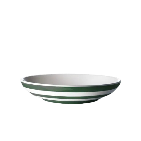 Cornishware Adder Green Pasta bord of Pastabowl. Donkergroene strepen op witte ondergrond.
