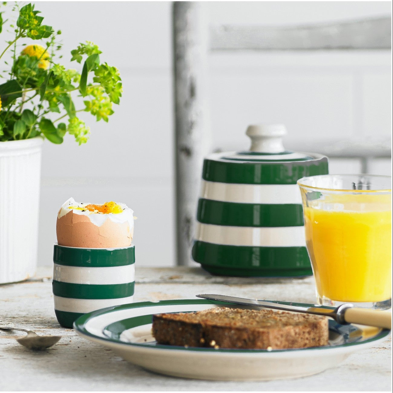 Cornishware Adder Green Ontbijtborden set van 4 - 22cm