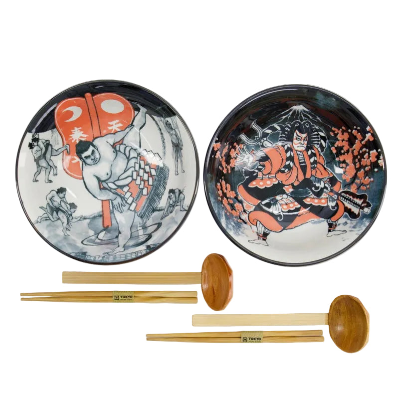 Kommen set van 2 zwart met ninja van Tokyo Design Studio cadeaudoos