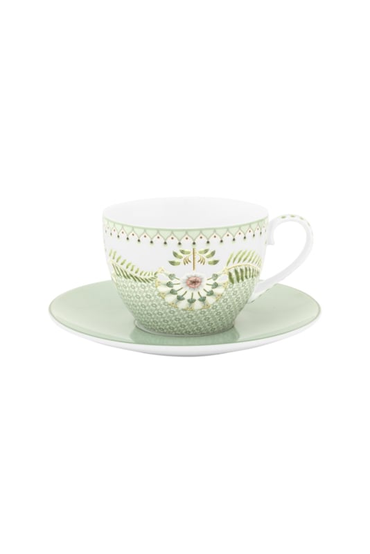 Pip Studio Lily & Lotus Light Green set van twee kop en schotel - 280ml