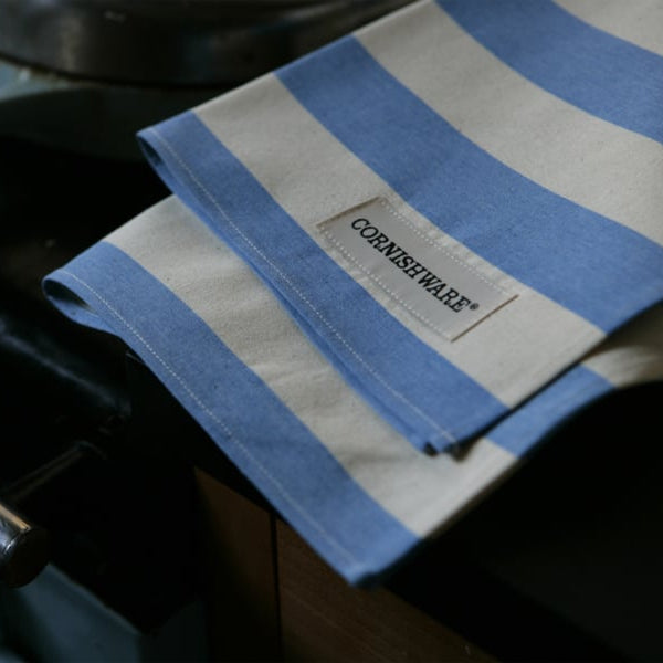 Set van 2 Theedoeken Blauw Wit Gestreept Cornishware 50x70 cm