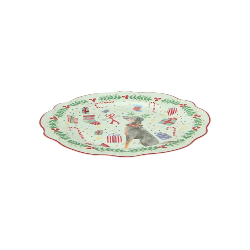Zij aanzicht kerstbord Maxwell and Williams met hond
