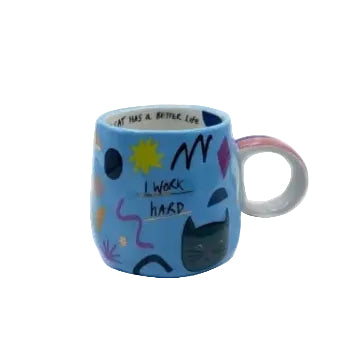 House of Disaster Small Talk Mok "I Work Hard Cat" - 300ml