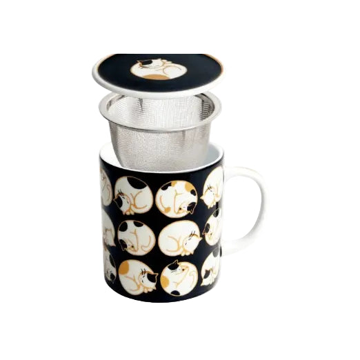 Detail foto theebeker. losse theefilter en deksel
