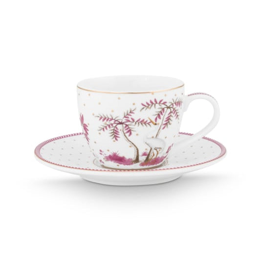 Pip Studio Jolie Pink Espresso Kop & Schotel Set van 2 - 120 ml