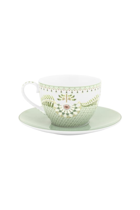 Pip Studio Lily & Lotus Light Green set van twee kop en schotel - 280ml