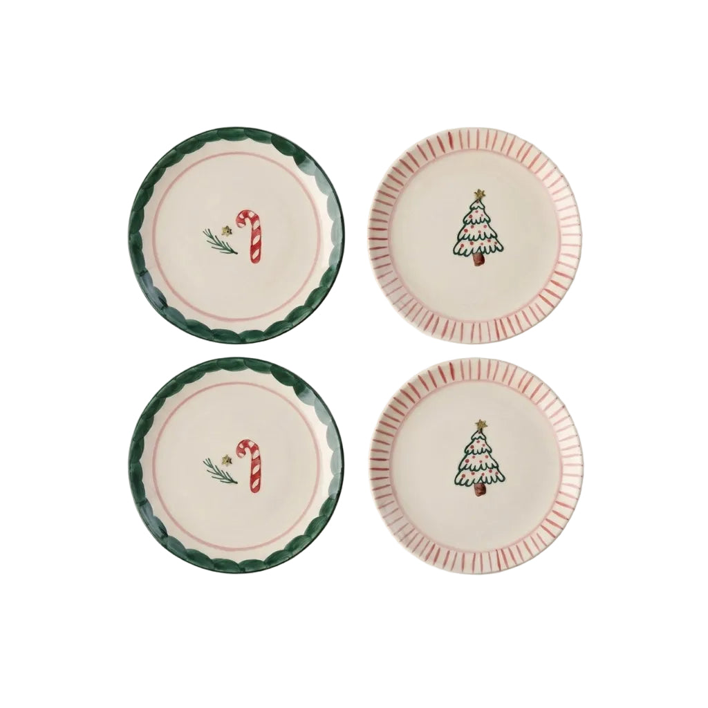 set van vier kerst gebaksbordjes van rice