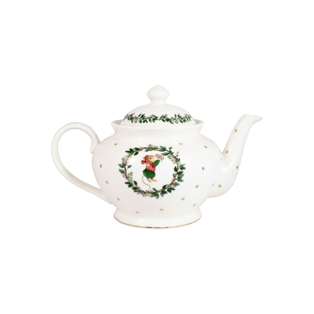 Achterkant theepot kerst servies Greengate Joanni