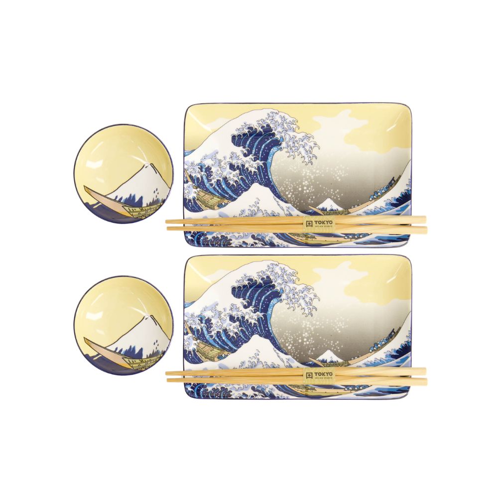 Tokyo Design Studio Hokusai Sushiset voor 2 Personen big wave bovenaf