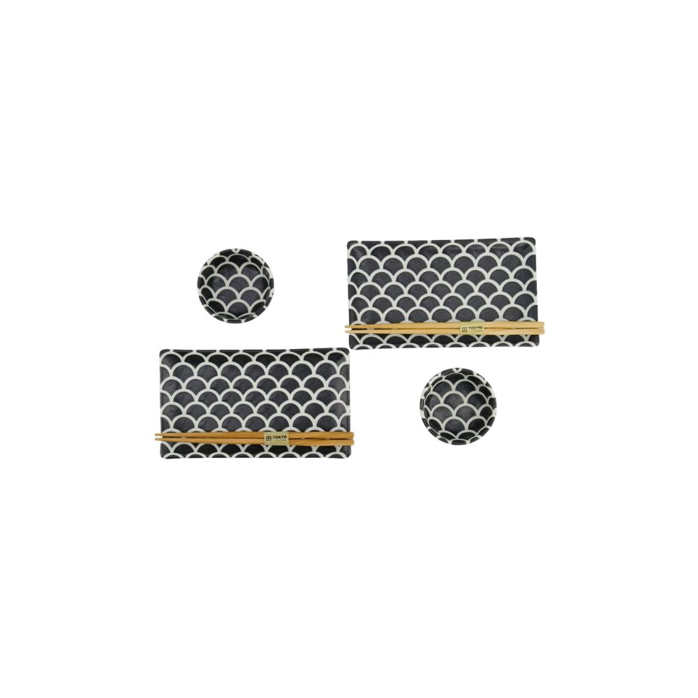 Tokyo Design Studio Mermaid Onyx Noir Sushi set voor 2 bovenop