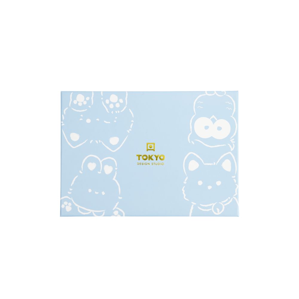 Tokyo Design Studio Set van 4 kleine mokjes pastel met kawaii dieren cadeaudoos lichtblauw met kawaii diertjes