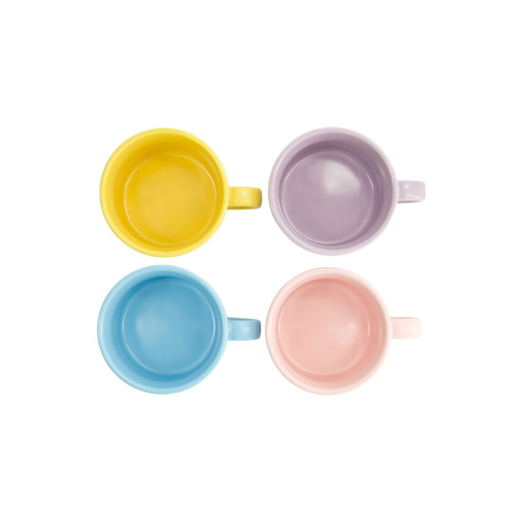 Tokyo Design Studio Set van 4 kleine mokjes pastel met kawaii dieren mokken van boven