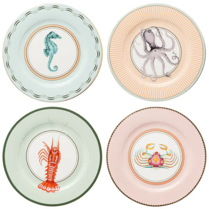 Yvonne Ellen Under the Sea ontbijtborden set met kreeft, octopus, krab en zeepaardje