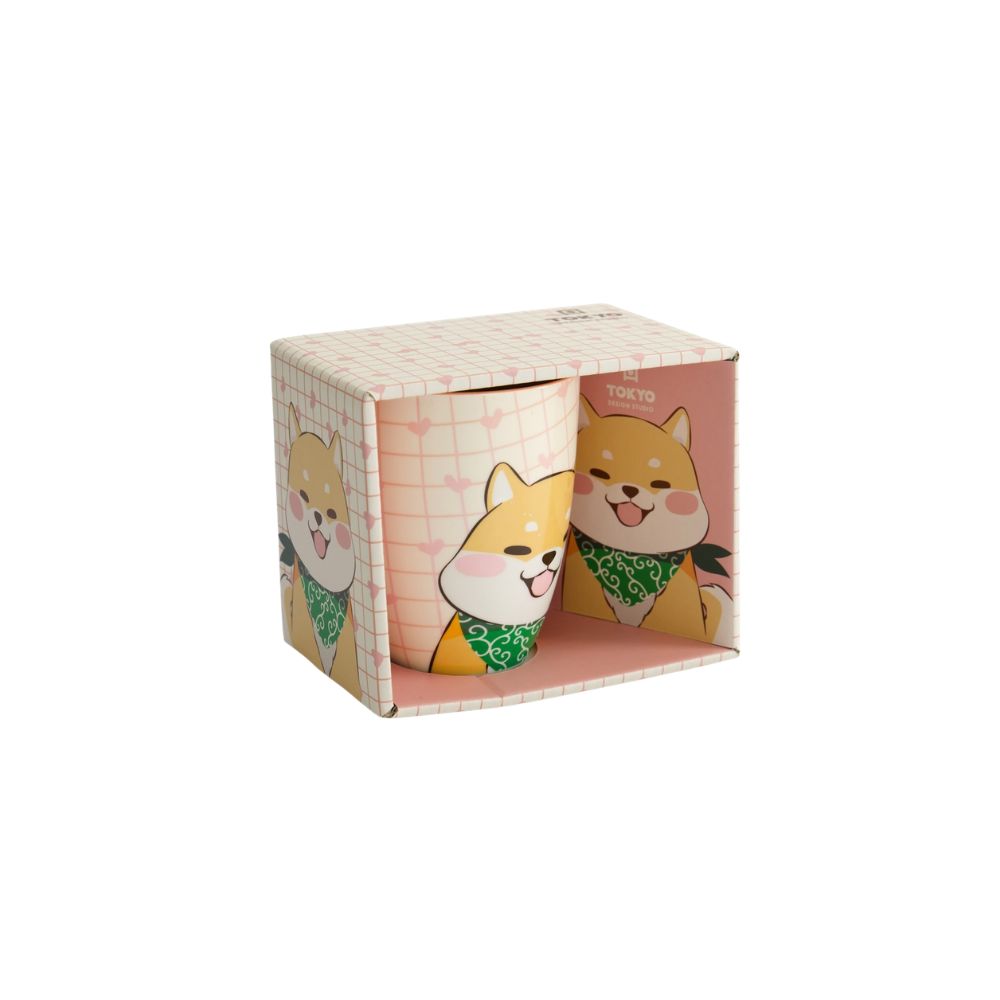 Tokyo Design Studio Kawaii Mok Shiba Roze Hart - 340 ml in doos zijkant