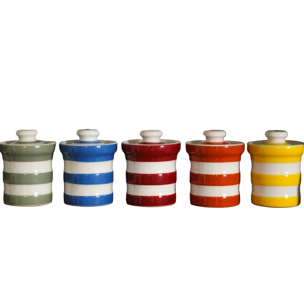 5 kruiden potjes gestreept van Cornishware