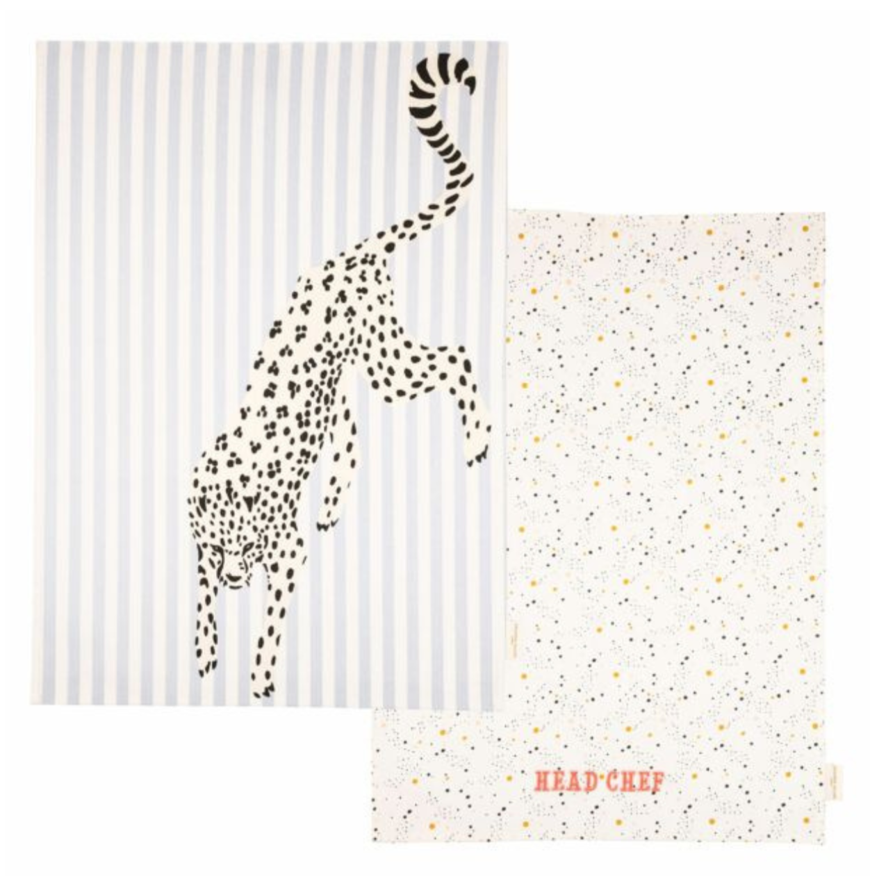 Textile bundle Yvonne Ellen London apron, oven glove and cheetah tea towel