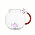 Kan glas met witte kat en roze vis. handgeblazen glas van Ichendorf Milano. In cadeaudoos inhoud 390cl
