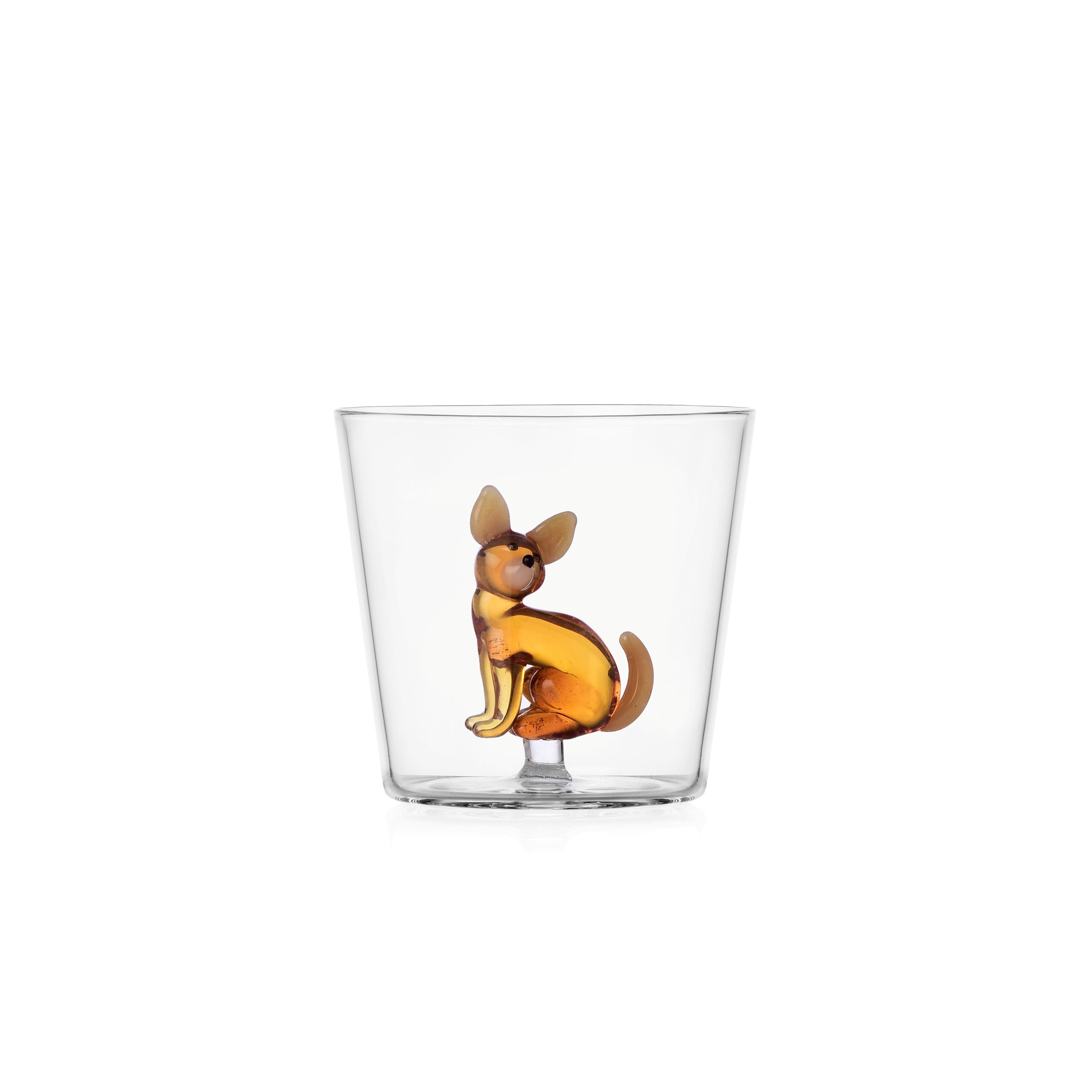 Tumbler Hond Chihuahua van Ichendorf Milano handgeblazen glas in cadeaudoos