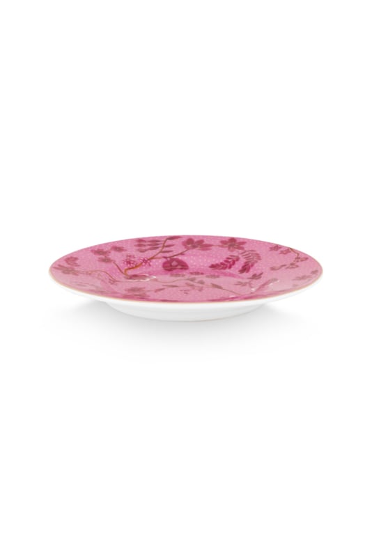 Pip Studio Jolie Flowers pink Petit Four bordje - Ø12 cm - Roze