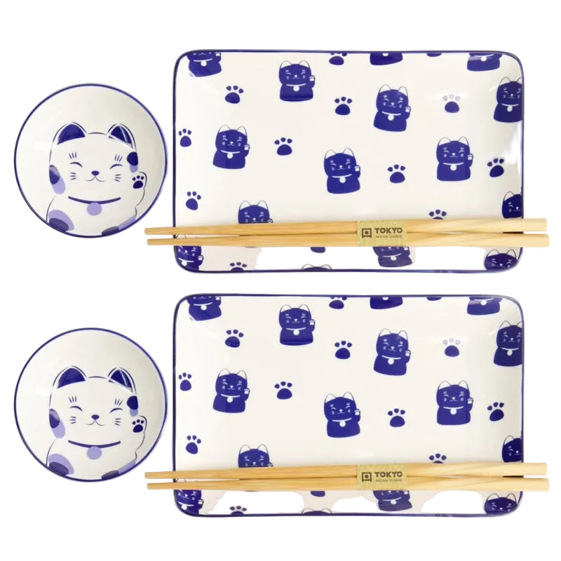 Tokyo Design Kawaii Sushiset Maneko blue - 2 personen