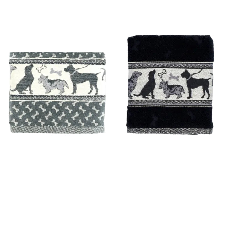 Bunzlau Castle Handdoek en Theedoek Set Honden - Zwart