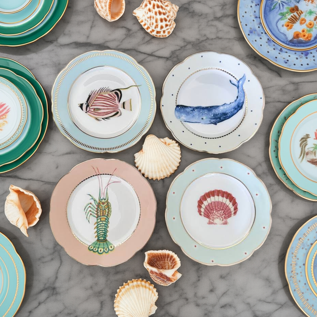 Yvonne Ellen Kuchenteller „Unter dem Meer“, 4er-Set – ⌀16 cm