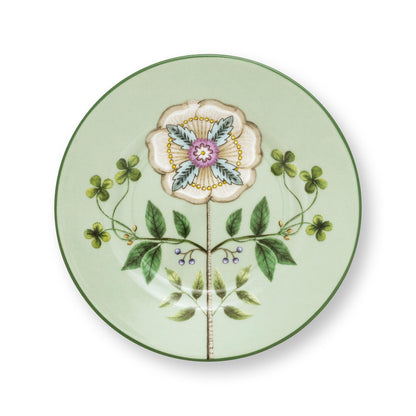 Lichtgroen petit four bord van Pip Studio Lily en Lotus collectie, porselein diameter 12 cm