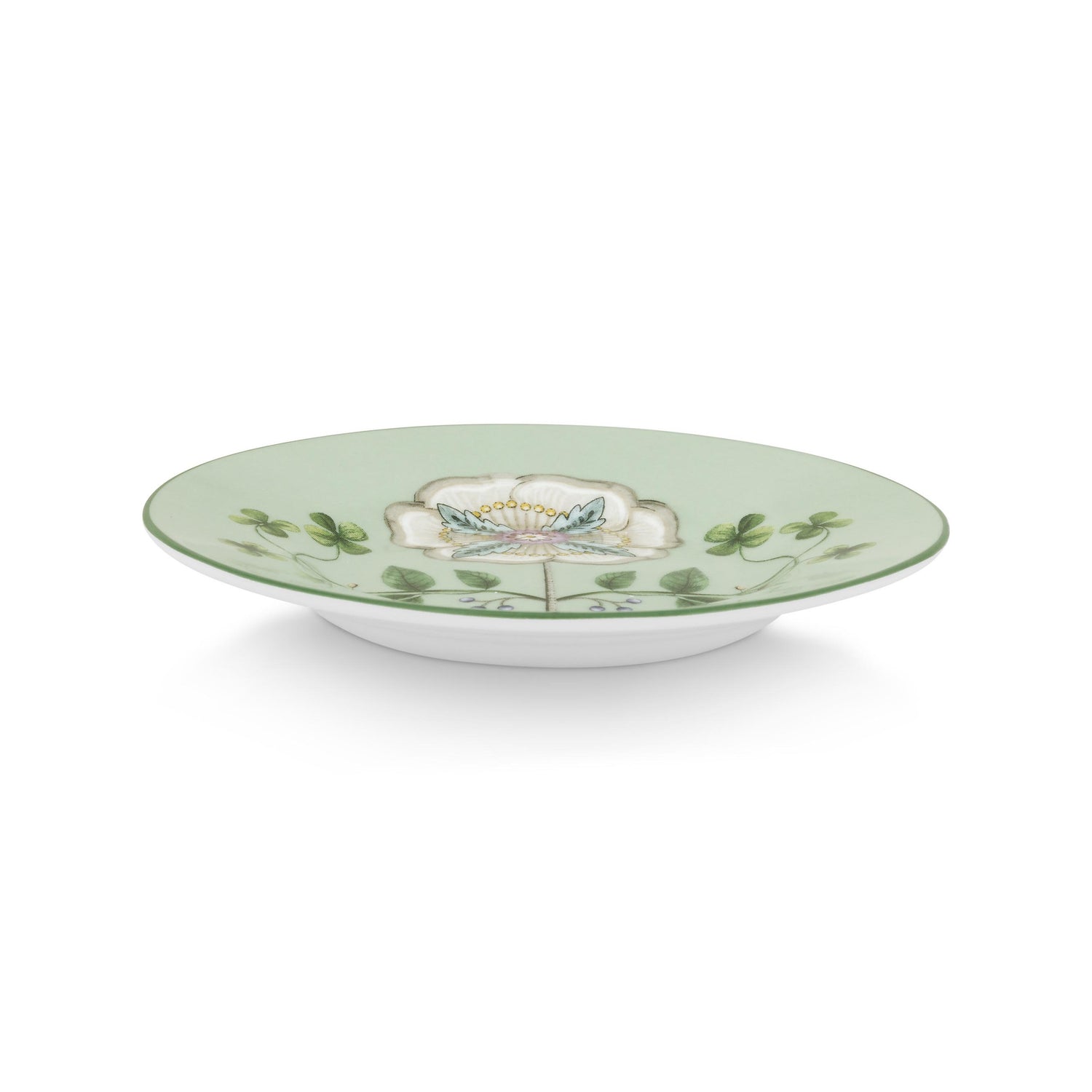 Klein porseleinen petit four bord in groen uit de Lily en Lotus serie van Pip Studio