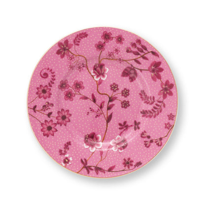 Pip Studio Jolie Flowers pink Petit Four bordje - Ø12 cm - Roze