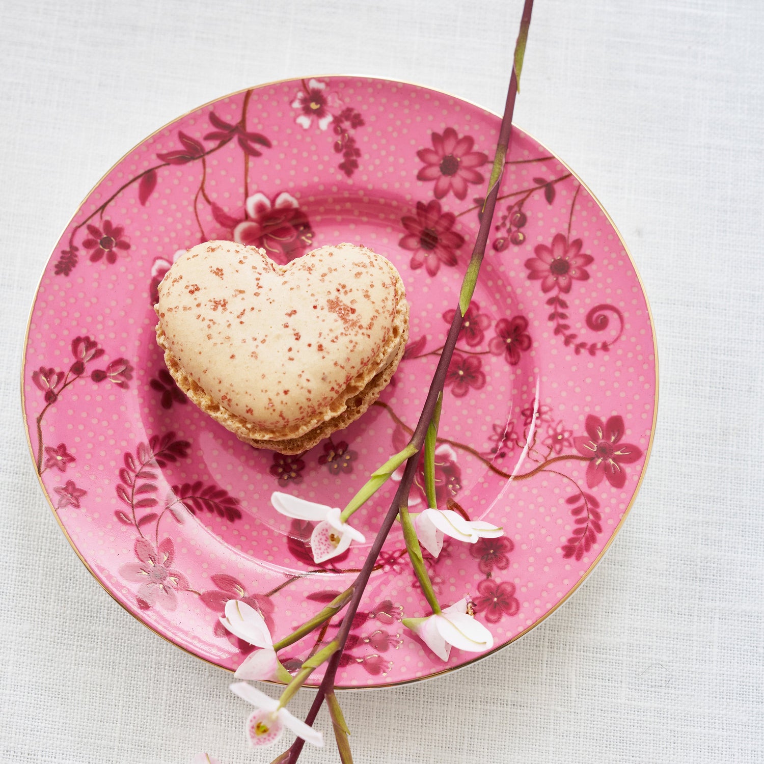 Pip Studio Jolie Flowers pink Petit Four bordje - Ø12 cm - Roze