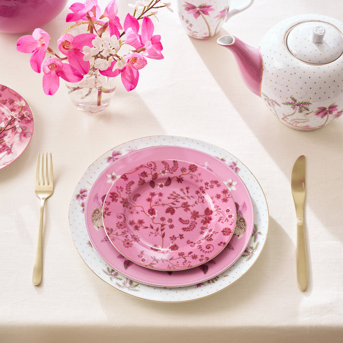 Pip Studio Jolie Flowers Pink Gebaksbordje - Ø17 cm